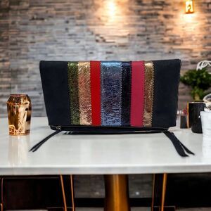 Stella & Dot Navy Multi Metallic Clutch